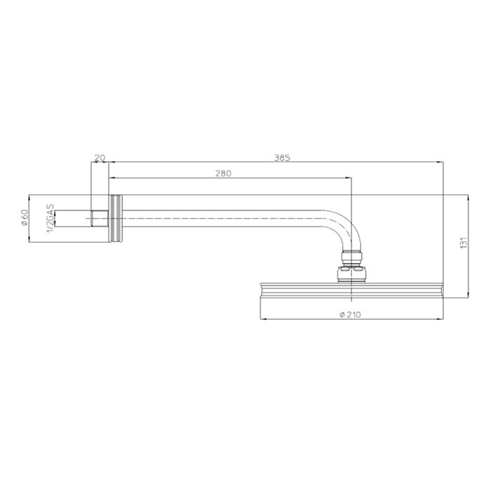 Bossini Liberty Верхний душ 210 мм,кронштейн 280 мм,  цвет ottone antico/ античная бронза Bossini Liberty Верхний душ 210 мм,кронштейн 280 мм,  цвет ottone antico/ античная бронза