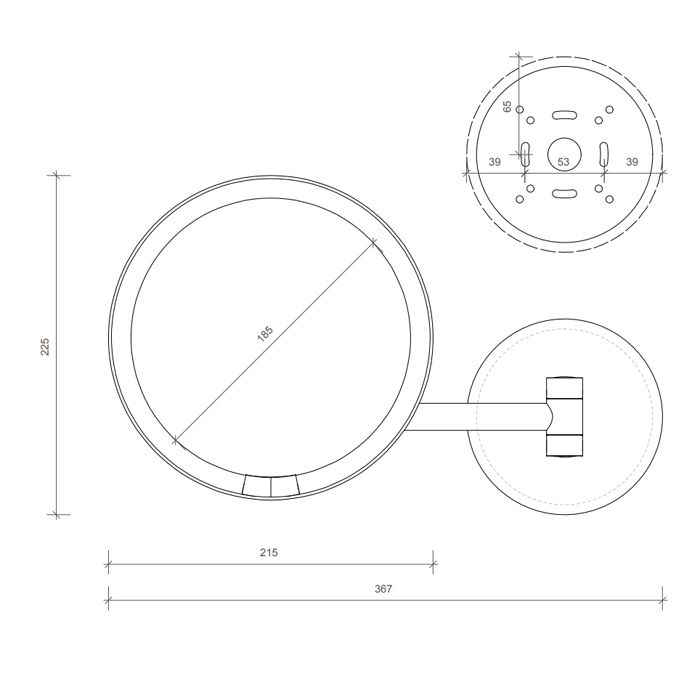 Косметическое зеркало, Decor Walther, JUST LOOK, WD, круглое, размер зеркала (ш x в), мм-215*215, тип установки-настенный, с подсветкой LED, тип включения-сенсорный, увеличение, х-5 раз, прямое подключение к сети, цвет-белый матовый, артикул 0122450