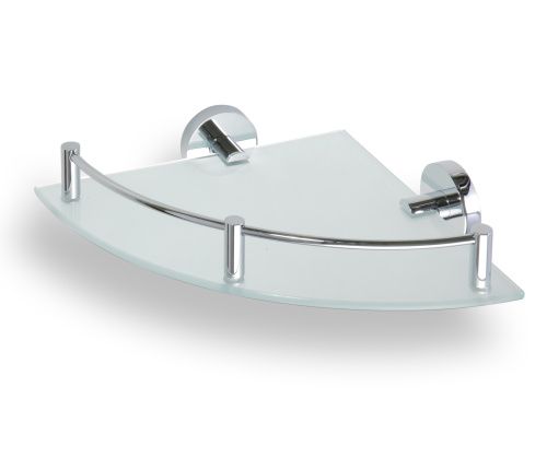 Полка стеклянная угловая OMEGA с бортиком 255*70*255