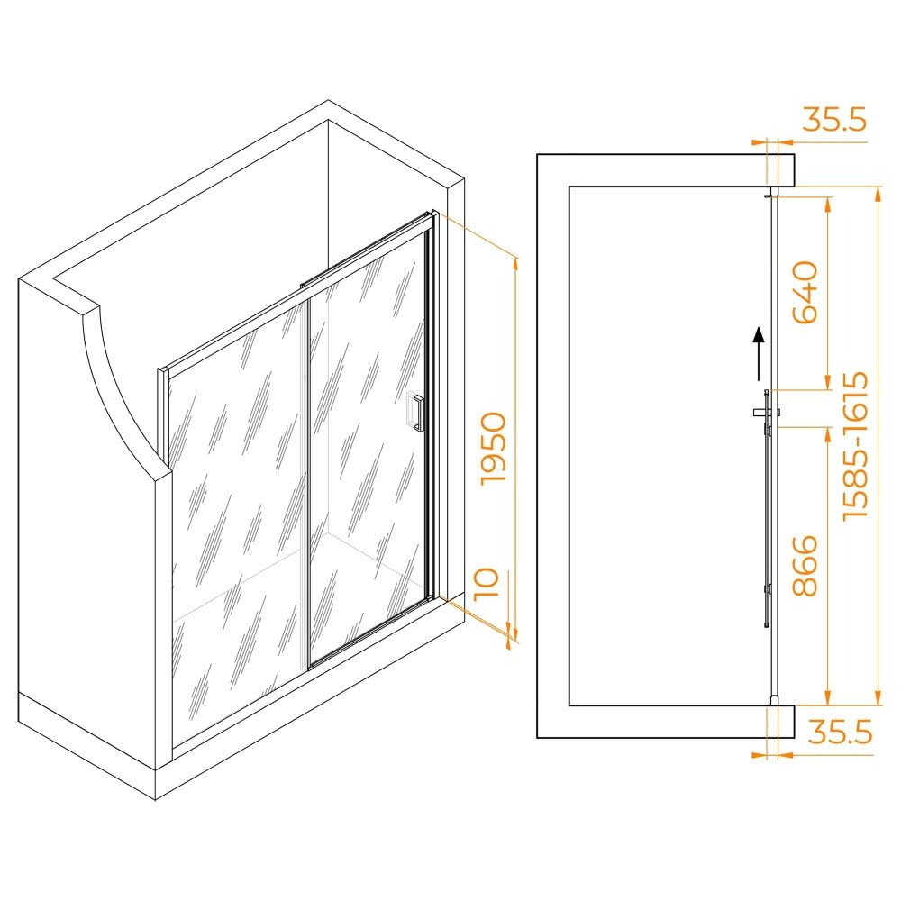 Душевая дверь RGW PA-017B (Матовое-Сатинат, 1600)