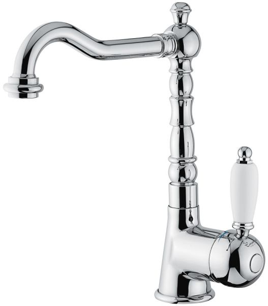 Emmevi Laguna, однорычажный смеситель для раковины (излив 19 см), с донным клапаном, цвет хром