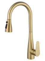 Смеситель для кухни с выдвижным изливом WONZON & WOGHAND, Брашированное золото (WW-121E201B-BG)