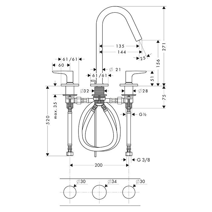 AX Citterio M Смеситель для раковины , цвет шлифованная медь AX Citterio M Смеситель для раковины , цвет шлифованная медь