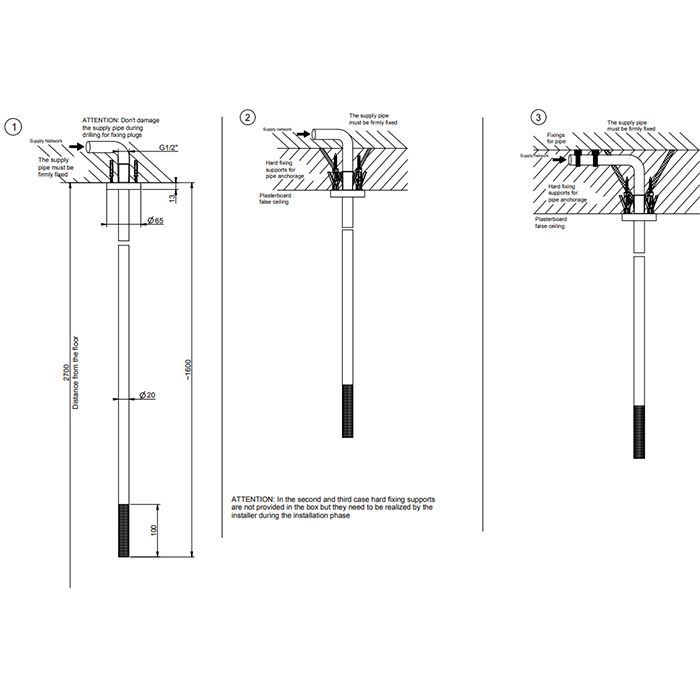 GESSI 316 Излив потолочный с удаленным управлением (не входит в комплект), цвет: brushed black metal pvd