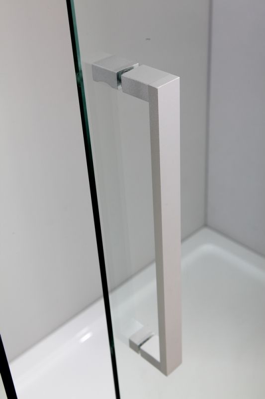 Душевой уголок Black&White Stellar Wind S201-900х900 радиальный профиль Серебристый хром стекло прозрачное