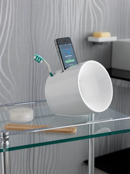 Stil Haus, керамический громкоговоритель и держатель для щёток, цвет белая керамика