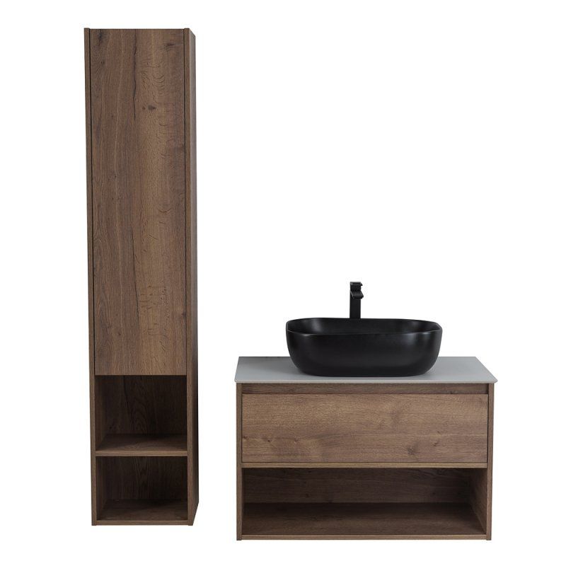 Мебель для ванной комнаты BELBAGNO KRAFT-1000 с одним выкатным ящиком и одной открытой полкой Мебель для ванной комнаты BELBAGNO KRAFT-1000 с одним выкатным ящиком и одной открытой полкой