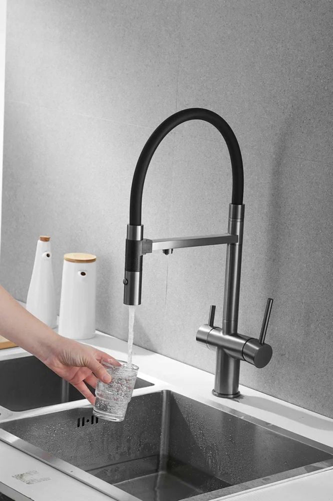 Смеситель для кухни Rose R958T, пепельный