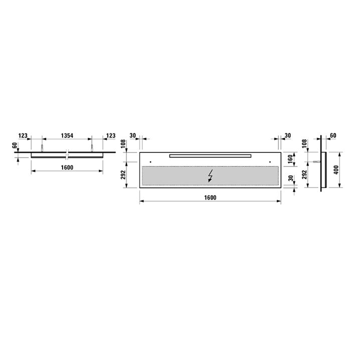 Зеркало, Laufen, Alessi One, ширина, мм-1600, глубина, мм-60, высота, мм-400, с подсветкой