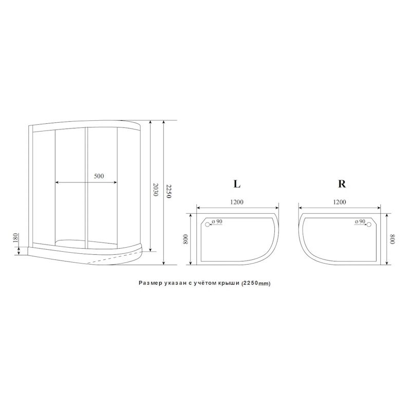 Душевая кабина Timo Premium ILMA Black ILMA902RB, 120x80x222