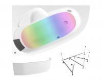 Комплект 5 в 1 Lavinia Boho Bell Pro S4-370217PL, акриловая ванна 170x110 см (левый разворот), усиленный каркас, подголовник, лицевой экран, хромотерапия