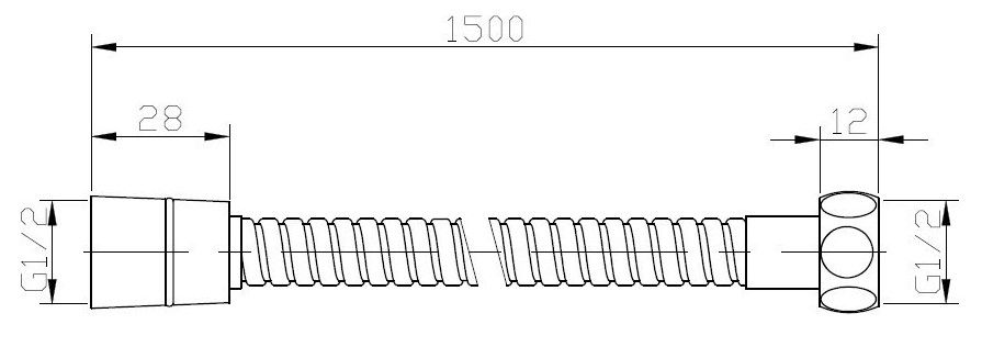Душевой шланг металлический, 1,5 м, артикул: VMSH15, VODA