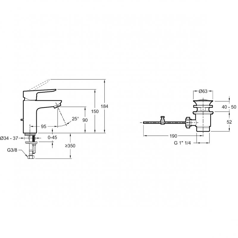 Смеситель для раковины  JACOB DELAFON OSCAR E29842-CP (хром, L-9,5 H-9), шт