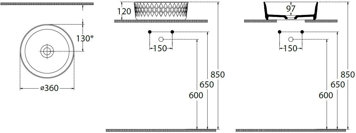 Раковина накладная Allen Brau Fantasy Romb 36 4.11033.ID индиго, артикул 4.11033.ID