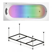 Комплект 4 в 1 Lavinia Boho Biore S3-3501006P, акриловая ванна 160x70 см, металлический каркас с монтажным набором, мягкий подголовник, хромотерапия