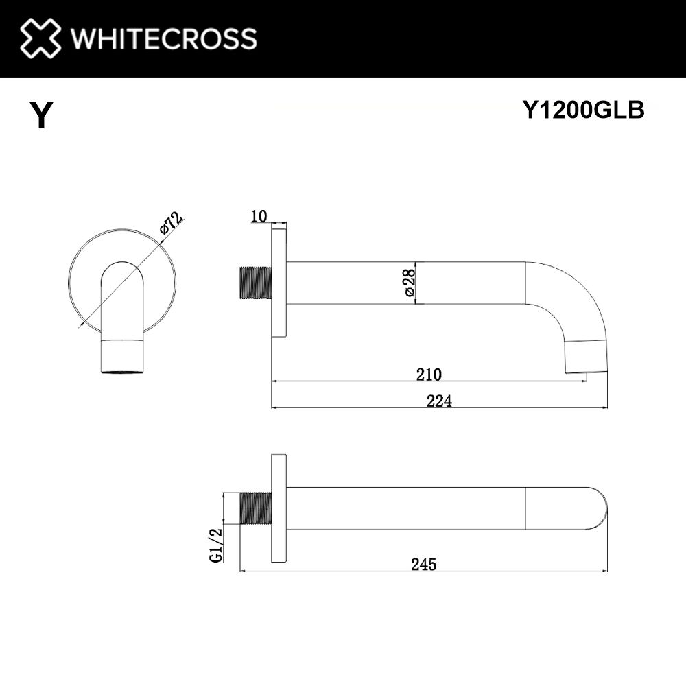 Излив настенный WHITECROSS Y1200GLB (брашированное золото)