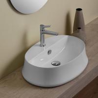 SIMAS SHARP Раковина 600х420 мм., для установки на столешницу, с переливом, с 1 отверстием для смесителя, цвет белый глянцевый