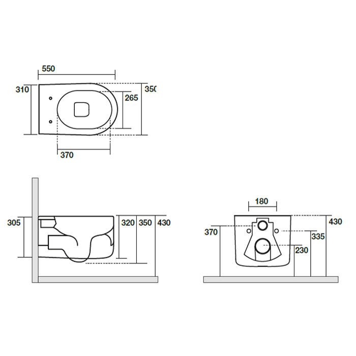 Kerasan Nolita Унитаз безободковый подвесной 55х35 см, с креплениями WB9N, цвет FERRO MATT