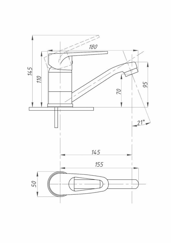 Смеситель для кухни FAUZT FZs-800-114 короткий излив тип См-УмОЦБА, См-МОЦБА, артикул FZs-800-114