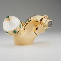 THG CHEVERNY MALACHITE Смеситель для биде на 1 отверстие, с донным клапаном, вставки малахит, цвет полированное золото