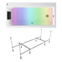 Комплект 4 в 1 Lavinia Boho Catani S3-371217PR, акриловая ванна 170x80 см (правый разворот), усиленный металлический каркас с монтажным набором, мягкий силиконовый подголовник, хромотерапия