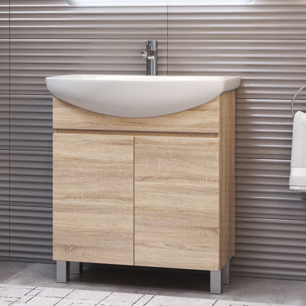 Тумба под раковину напольная VIGO Wing tn.WIN.BAL.70.2D дуб сонома, 70 см, артикул tn.WIN.BAL.70.2D дуб сонома