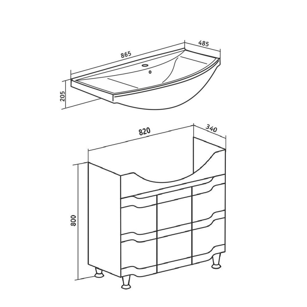 Тумба Runo Стиль 85 под умывальник УТ000001523 (Стиль 85) (00000001113), артикул 00000001113