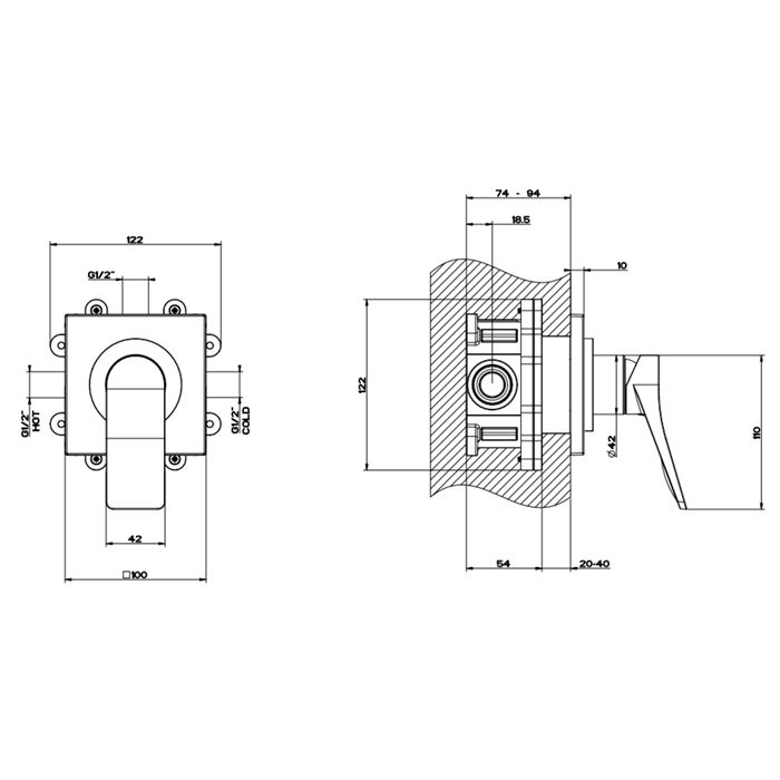 GESSI Rilievo Встраиваемый смеситель для душа на 1 источник (внешние части), цвет: хром