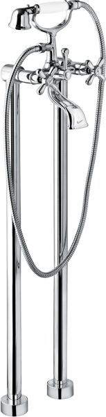 Emmevi Deco Classic, двухвентильный напольный смеситель для ванны (излив 12 см), с набором для душа, цвет золото