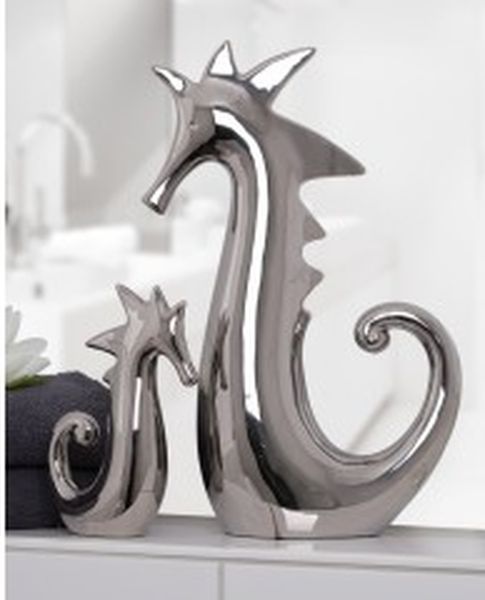 Casablanca, фигурка большая керамическая "Морской конек", цвет серебристый