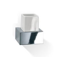 Стакан, Decor Walther, BRICK, BK WMG, одинарный, ширина, мм-95, глубина, мм-90, высота, мм-115, настенный, материал стакана-фарфор белый, материал держателя-латунь, цвет-хром