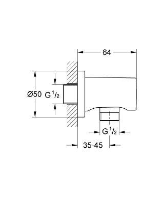 Подключение для душевого шланга GROHE Rainshower, суперсталь (27057DC0) Подключение для душевого шланга GROHE Rainshower, суперсталь (27057DC0)