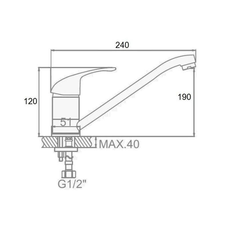 Смеситель для кухни D-Lin D153409, хром