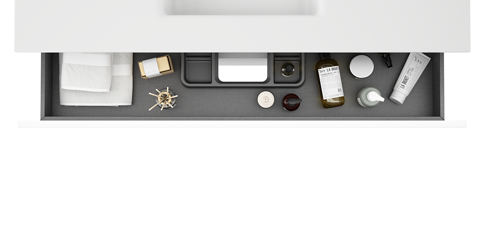 Visobath Granada, тумба 120 см, 2 ящика c золотыми ручками, цвет белый матовый лак (B-Ada), артикул 87543/73546