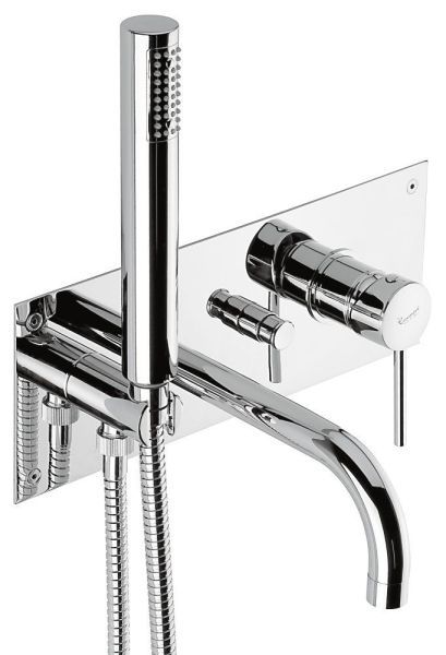Emmevi Piper, встраиваемый в стену однорычажный смеситель для ванны на панели на 3 выхода, цвет хром