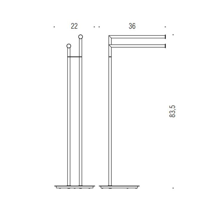 Colombo Mini Стойка напольная с двойным п/держателем H83,5*36cм D22cм, цвет: PVD графит матовый Colombo Mini Стойка напольная с двойным п/держателем H83,5*36cм D22cм, цвет: PVD графит матовый