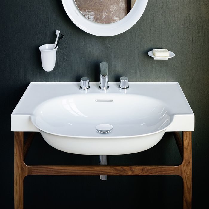 Раковина, Laufen, New Classic, ширина, мм-600, отверстия для смесителя-3, цвет раковины-белый, артикул 8.1385.3.000.108.1