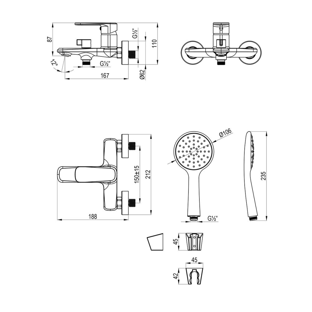 Смеситель Lemark Melior для ванны (LMF-1022B-C), артикул LMF-1022B-C