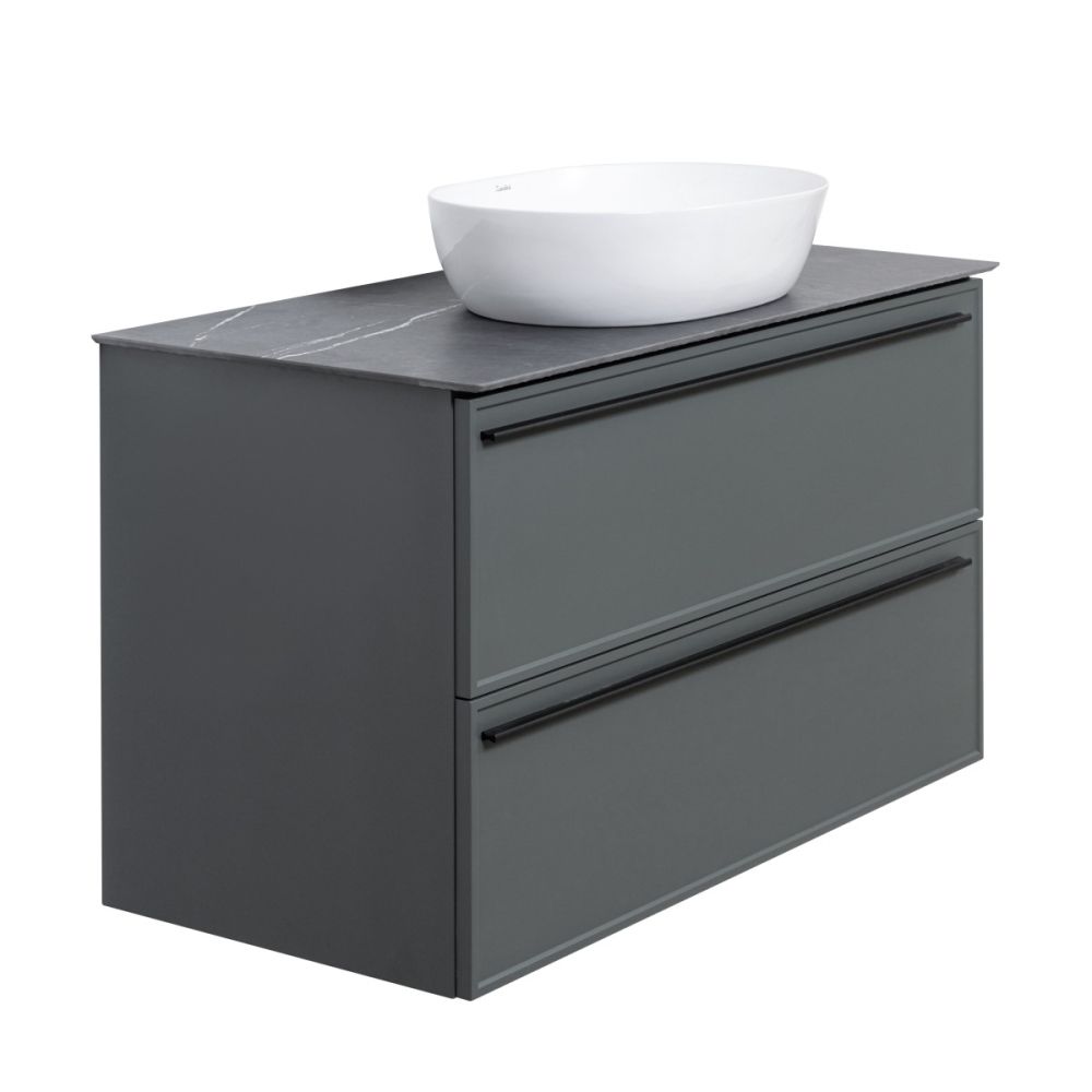 Тумба под раковину подвесная La Fenice Elba TWIN FNC-01-ELB-G-100-2, серо-зеленая, артикул FNC-01-ELB-G-100-2