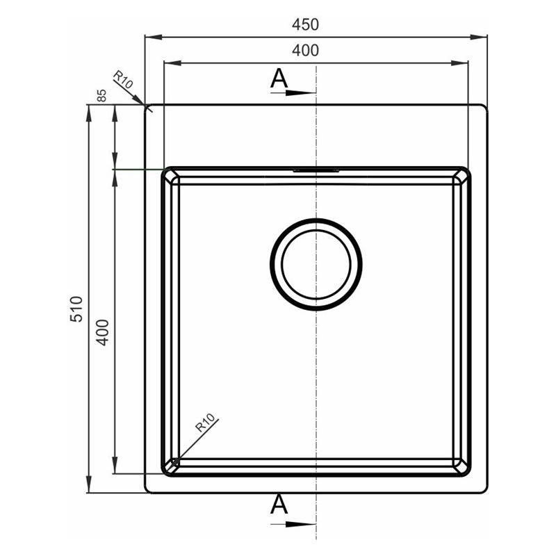 Кухонная мойка Florentina ЛОГИКА-НМ LHM.450.510.B.10.S.10, нержавеющая сталь, артикул LHM.450.510.B.10.S.10