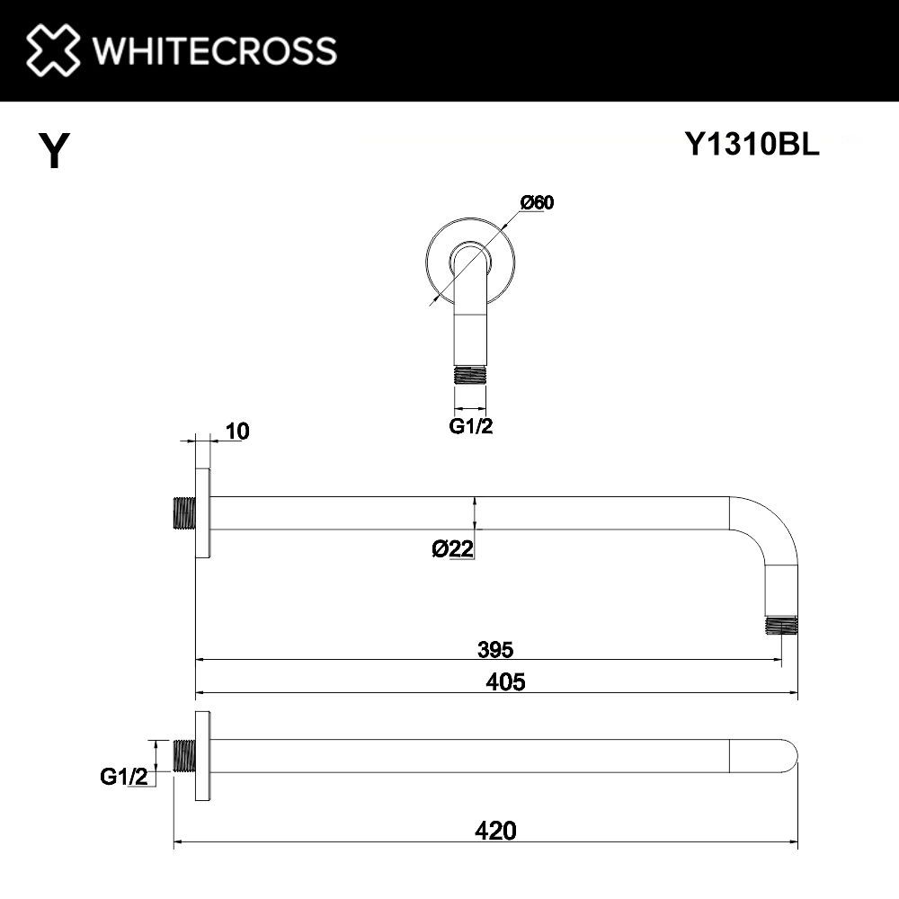 Кронштейн душевой настенный WHITECROSS Y1310BL (черный мат) Кронштейн душевой настенный WHITECROSS Y1310BL (черный мат)