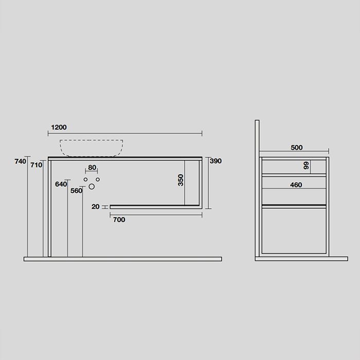 KERASAN LOUISE Структура металлическая напольная 120х74 см, нерж сталь, с полкой, с отв под раковину, с полотенцедерж,цвет белый матовый