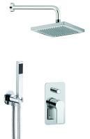 Daniel Reflex, душевой комплект на 2 потребителя, с кронштейном 30 см и квадратным верхним душем 20х20 см, цвет зачищенный никель