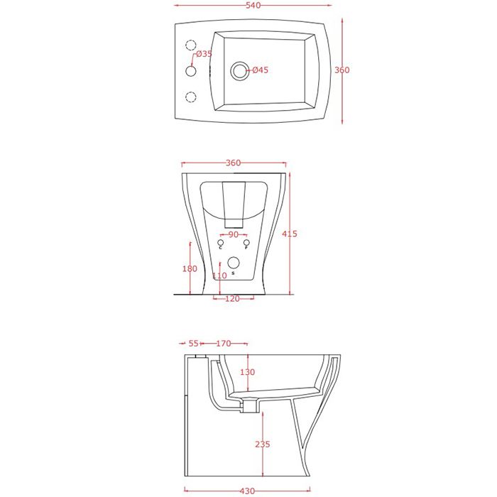 Artceram JAZZ биде напольное 54*36см с 1 отв под смеситель с креплением, цвет белый