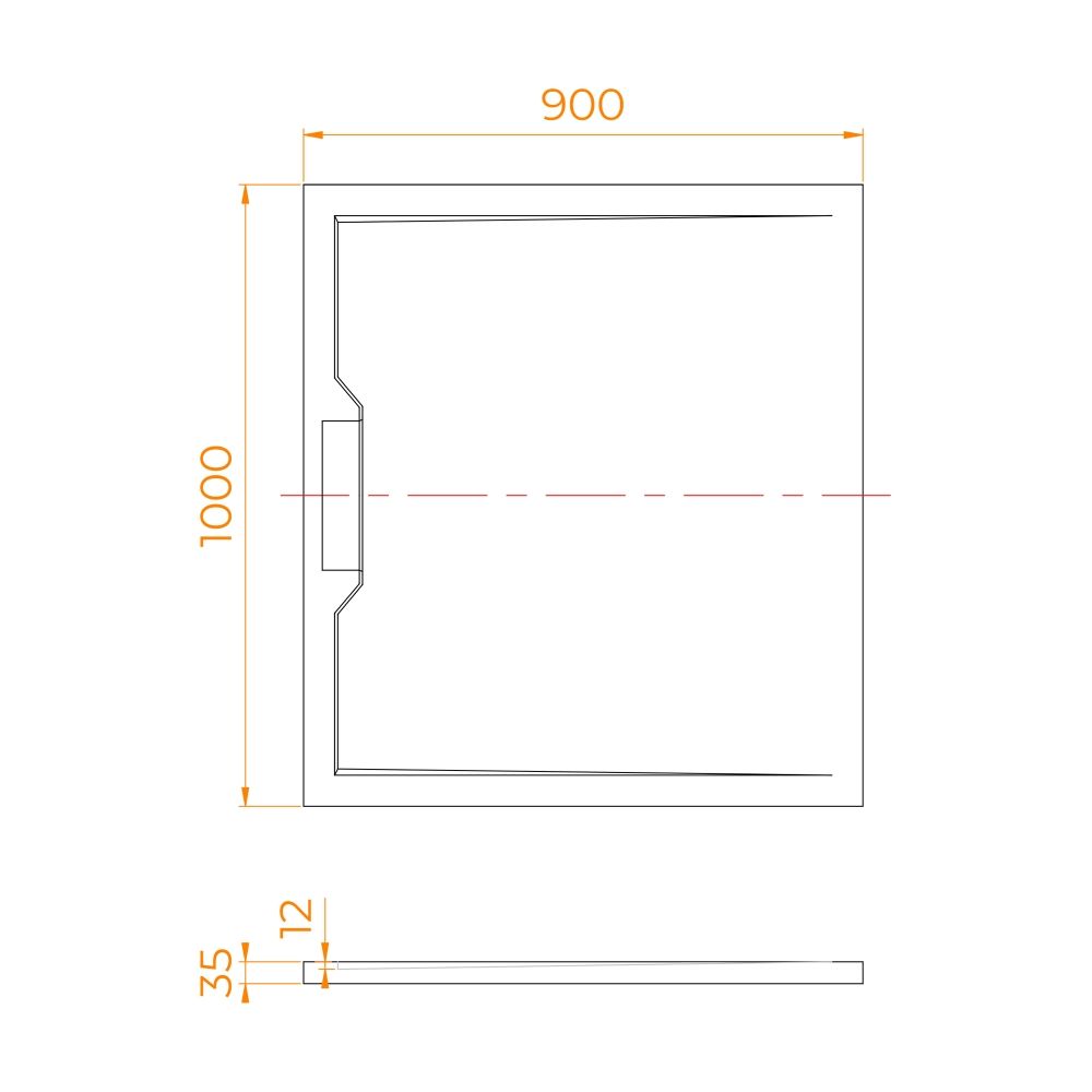 Душевой поддон прямоугольный RGW STE MB Черный мрамор (900x1000)