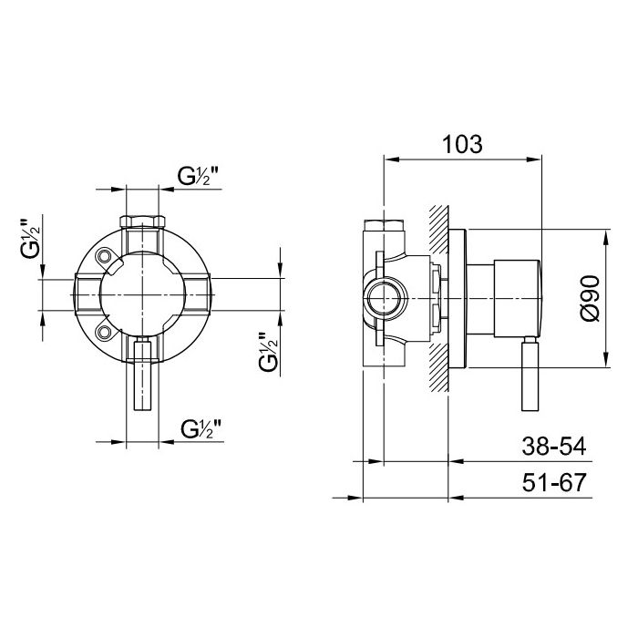Fantini Внутренняя часть смесителя для душа, переключатель на 2 источника, с Eco System, 1/2''