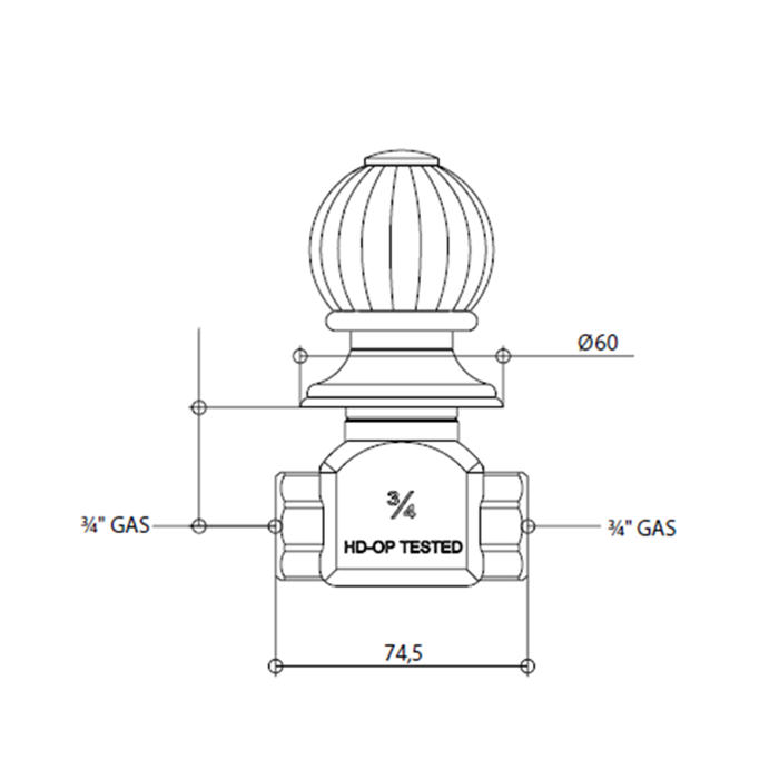 Bongio Rivoli Запорный вентиль 1/2, цвет хром/Cristallo 00