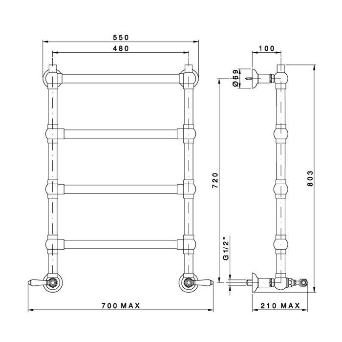 NICOLAZZI EL CAPITAN Полотенцесушитель водяной 550(700)х803 мм., цвет черный матовый . цена со склада)