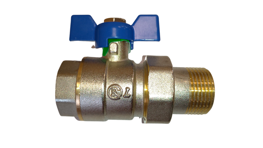 Кран шаровой с американкой RM-L 3/4 никелированный бабочка Ду20 Ру30 (НК 11Б27п1), артикул RML-34FFLA