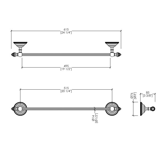 Devon  Diamond Полотенцедержатель 615 мм, цвет светлое золото
